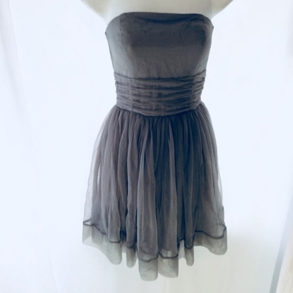 Elegant Strapless Gray Dress